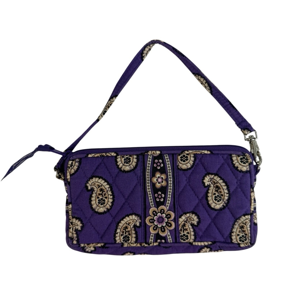 Vera Bradley Simply Violet Wristlet Wallet Purple Floral Paisley Zip ID Card - Picture 1 of 14